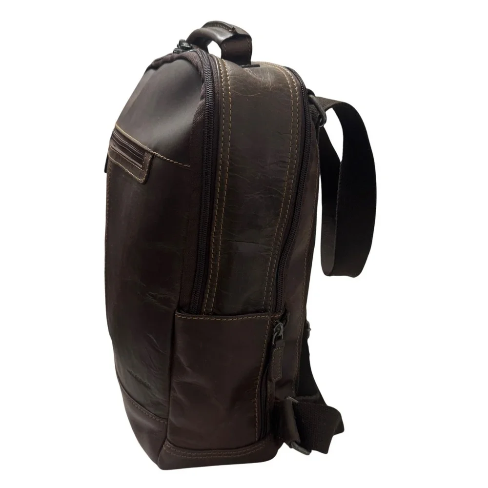 Jack Georges Voyager Compact Convertible Backpack Crossbody Brown Leather #7534